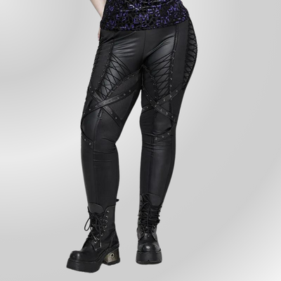 Gothic Black Vegan Leather Pants PUNK RAVE