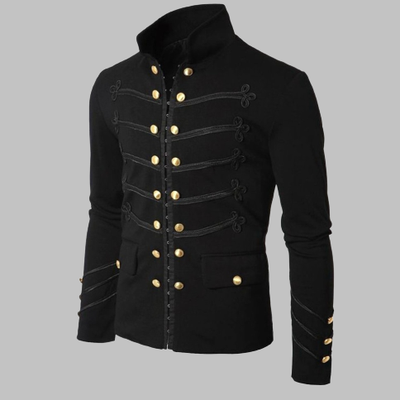 Black Gothic Military Officer Jacket