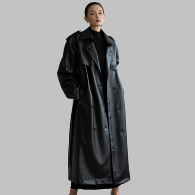 Long Black Leather Coat