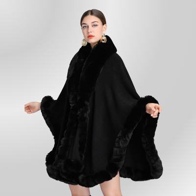 Gothic Winter Coat Black Fur One Size