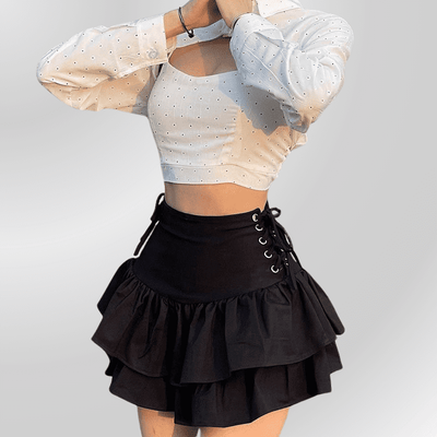 Gothic Black Flared Skirt