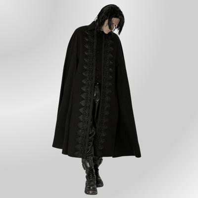 Long Black Gothic Coat for Men PUNK RAVE