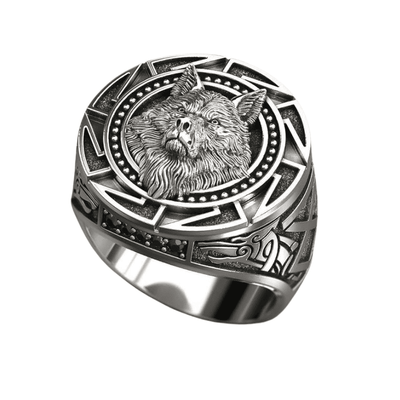 Gothic Wolf Viking Silver Ring