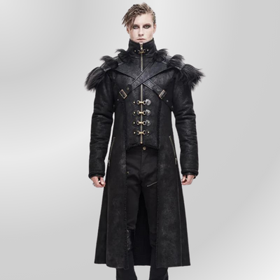 Grand Black Gothic Coat PUNK RAVE