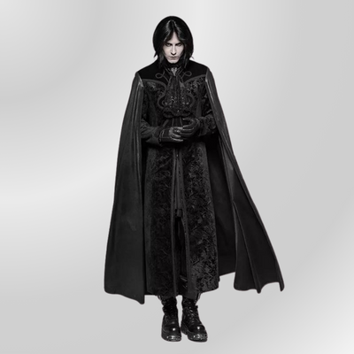 Longo Manteau Gótico Preto Homem PUNK RAVE