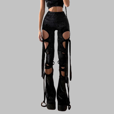 Gothic Black Ripped Pants