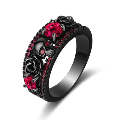 Rose Flower Skull Ring