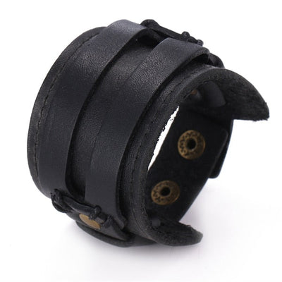 Gothic Black Leather Bracelet