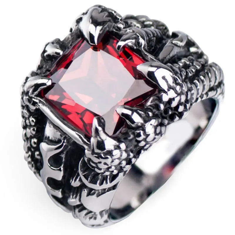 Red Gothic Dragon Claw Ring | L'Esprit Gothique