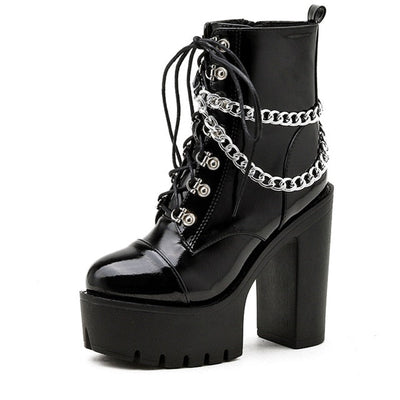 Gothic Rock Black Ankle Boots