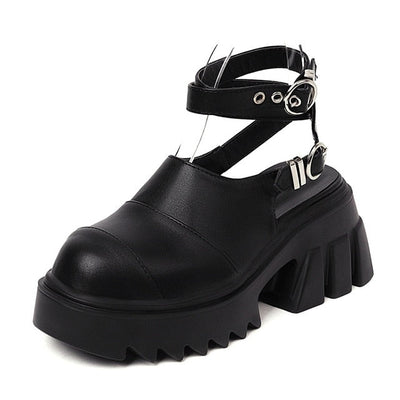 Gothic Wedge Shoes Black